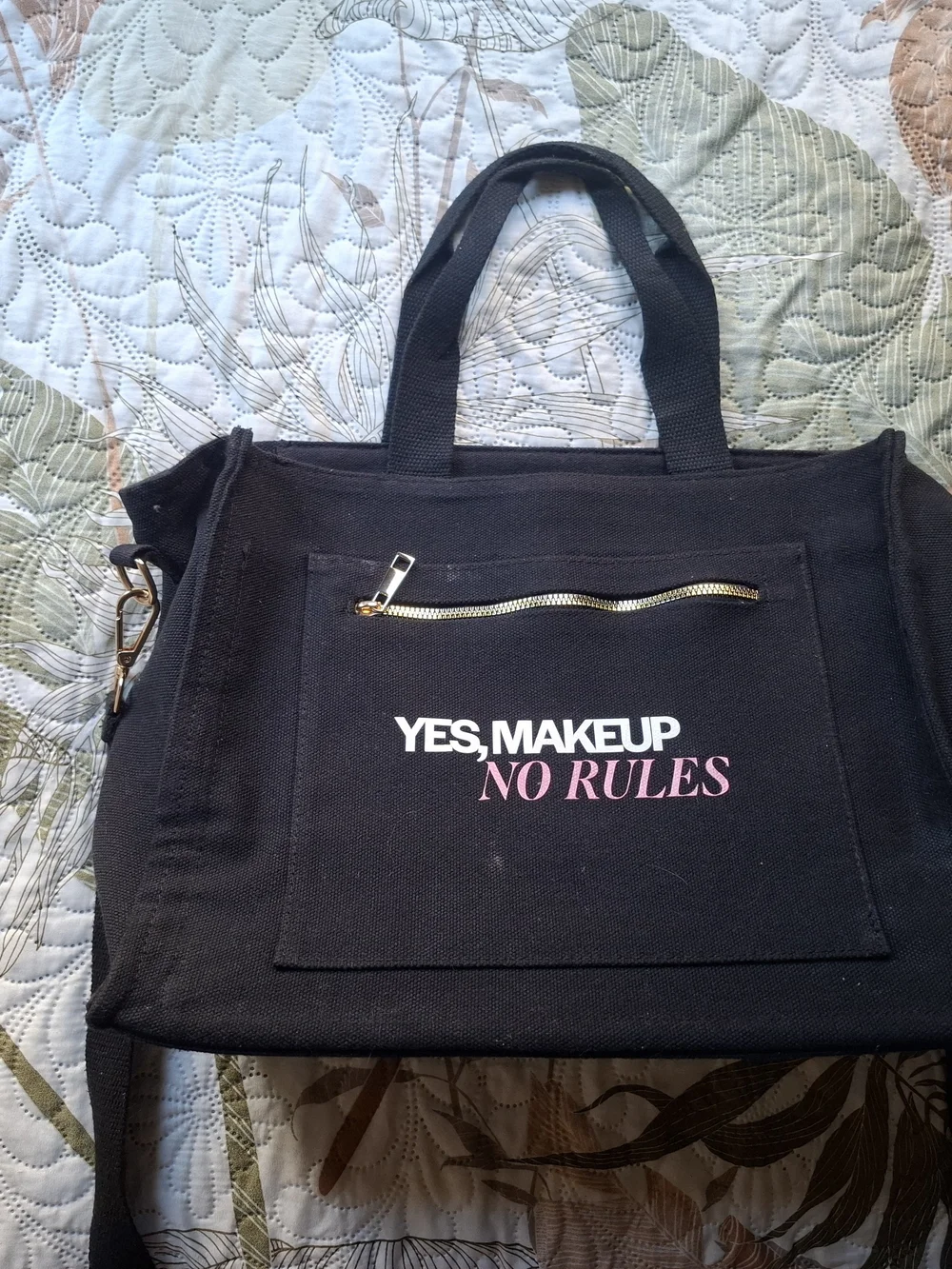 Yes, Makeup No Rules Black Canvas Tote Bag